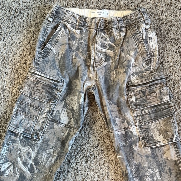 Hollister Y2K Camo Cargo Pants Men's 29x30 (29x27) Loose Fit Utility Zipper - Picture 3 of 16